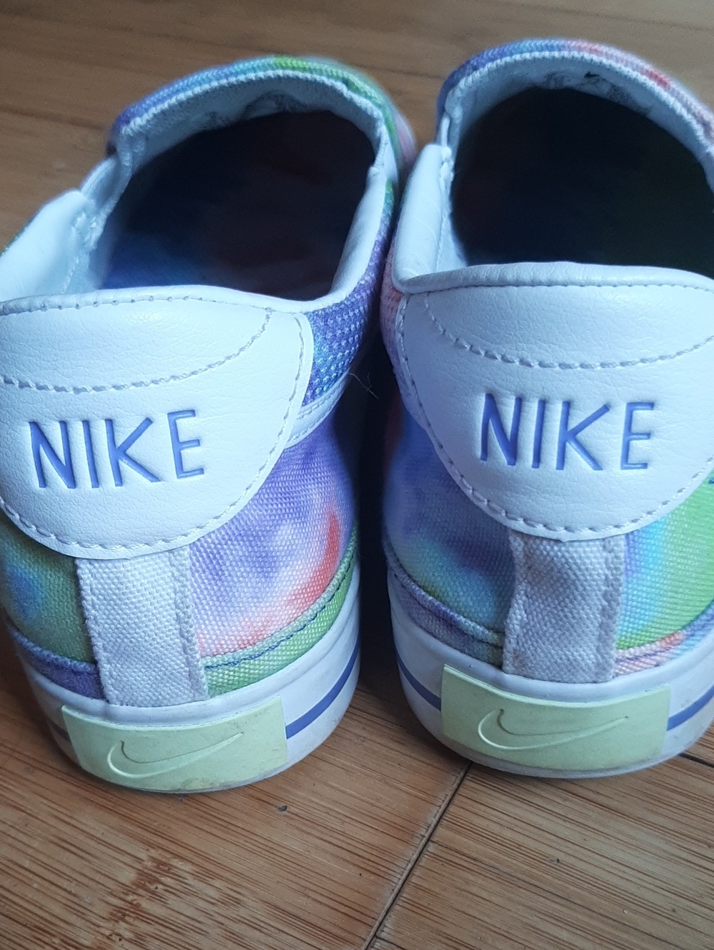Nike Women's Slip-On Sneakers - Purple, Green, Blue And Orange Tie-Dye - Picture 6 of 7